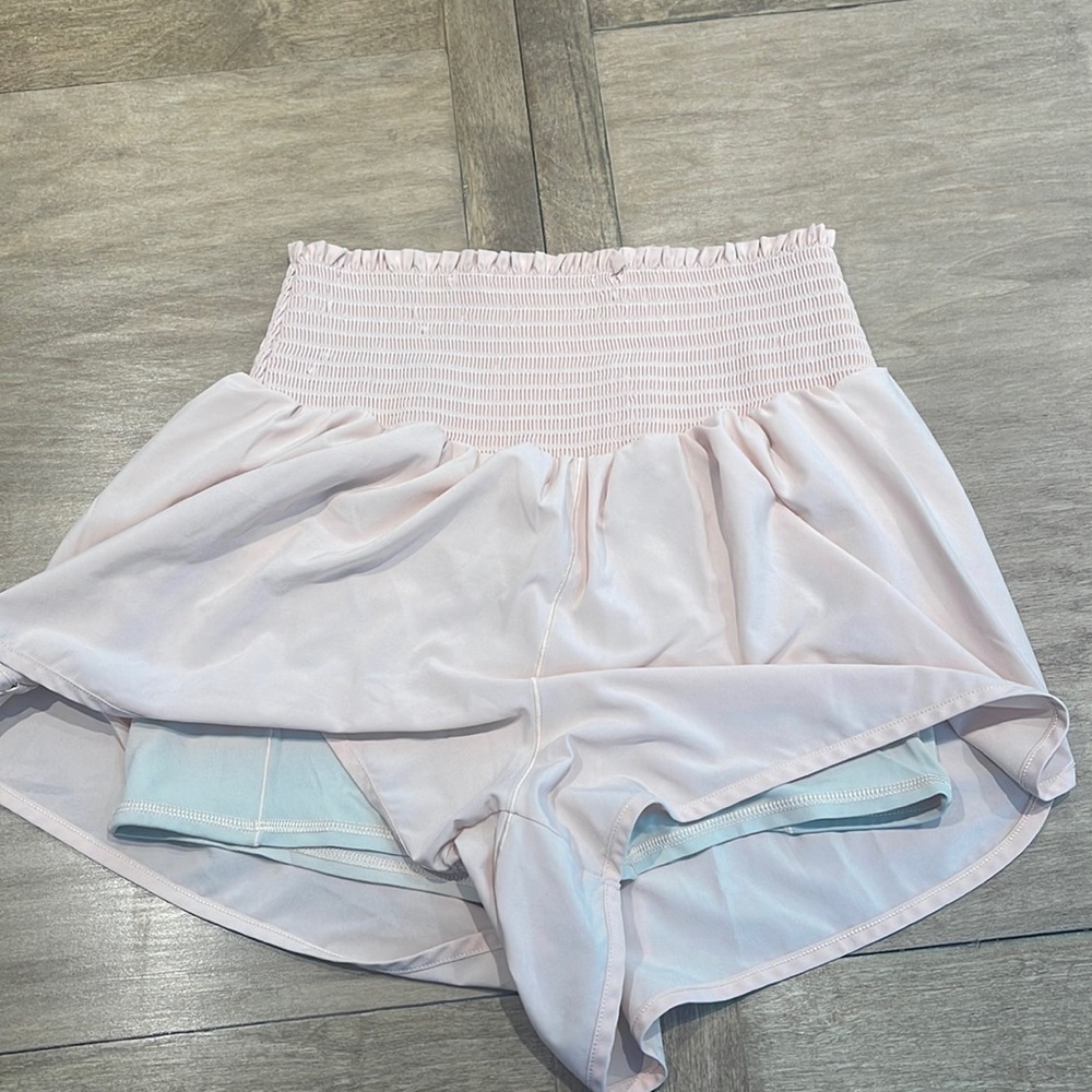 Offline by aerie, smocked shorts, light pink, high rise, size large
